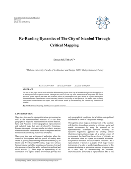 Re-Reading Dynamics of the City of Istanbul Through Critical Mapping