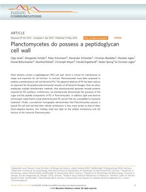 Planctomycetes Do Possess a Peptidoglycan Cell Wall