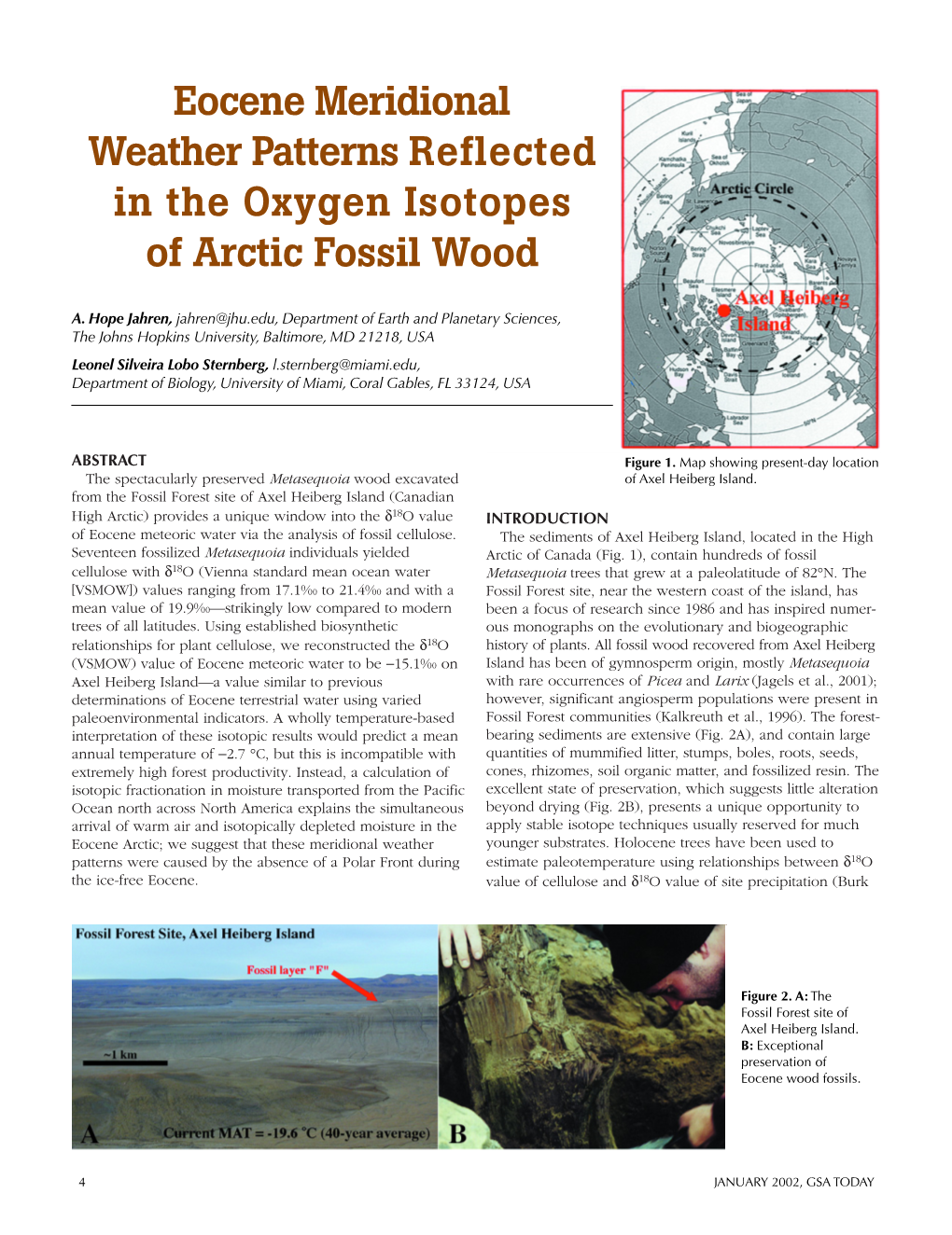 Eocene Meridional Weather Patterns Reflected in the Oxygen Isotopes of Arctic Fossil Wood
