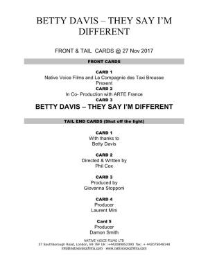 Betty Davis – They Say I’M