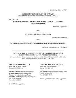 In the Supreme Court of Canada (On Appeal from the Federal Court of Appeal)