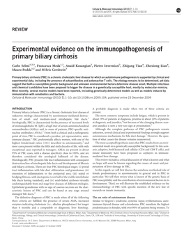 Experimental Evidence on the Immunopathogenesis of Primary Biliary Cirrhosis