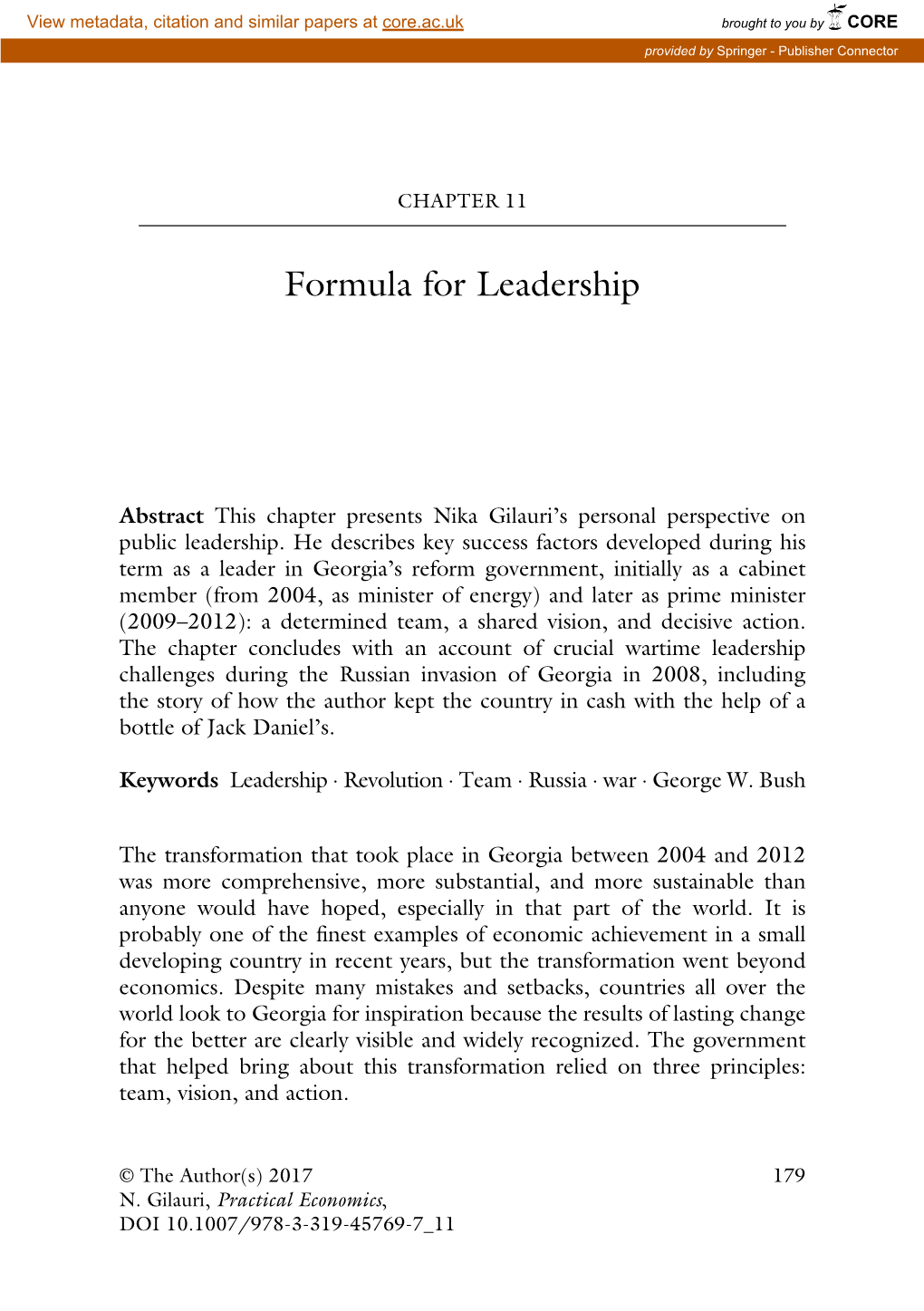 Formula for Leadership
