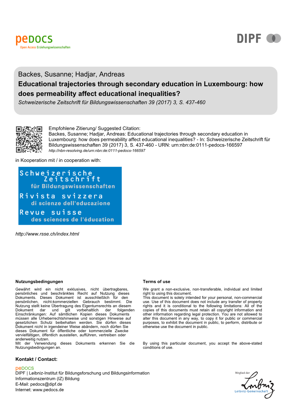 Educational Trajectories Through Secondary Education in Luxembourg