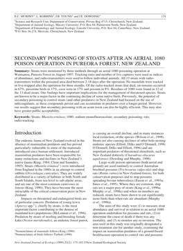 Secondary Poisoning of Stoats After an Aerial 1080