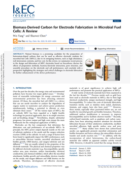Biomass-Derived Carbon for Electrode Fabrication in Microbial Fuel Cells: a Review Wei Yang* and Shaowei Chen*