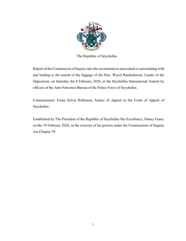The Republic of Seychelles Report of the Commission of Inquiry Into The