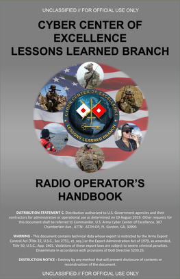 Cyber Center of Excellence Lessons Learned Branch Radio Operator's Handbook