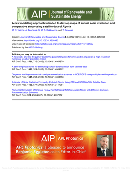 A New Modelling Approach Intended to Develop Maps of Annual Solar Irradiation and Comparative Study Using Satellite Data of Algeria M