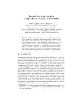 Termination Analysis with Compositional Transition Invariants*
