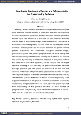 Fan-Shaped Spectrums of Species and Paleopolyploidy for Crossbreeding Evolution