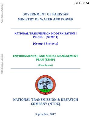 GOVERNMENT of PAKISTAN MINISTRY of WATER and POWER Public Disclosure Authorized