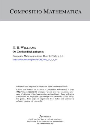 On Grothendieck Universes Compositio Mathematica, Tome 21, No 1 (1969), P