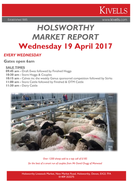 HOLSWORTHY MARKET REPORT Wednesday 19 April 2017