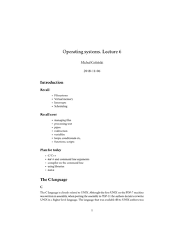 Operating Systems. Lecture 6