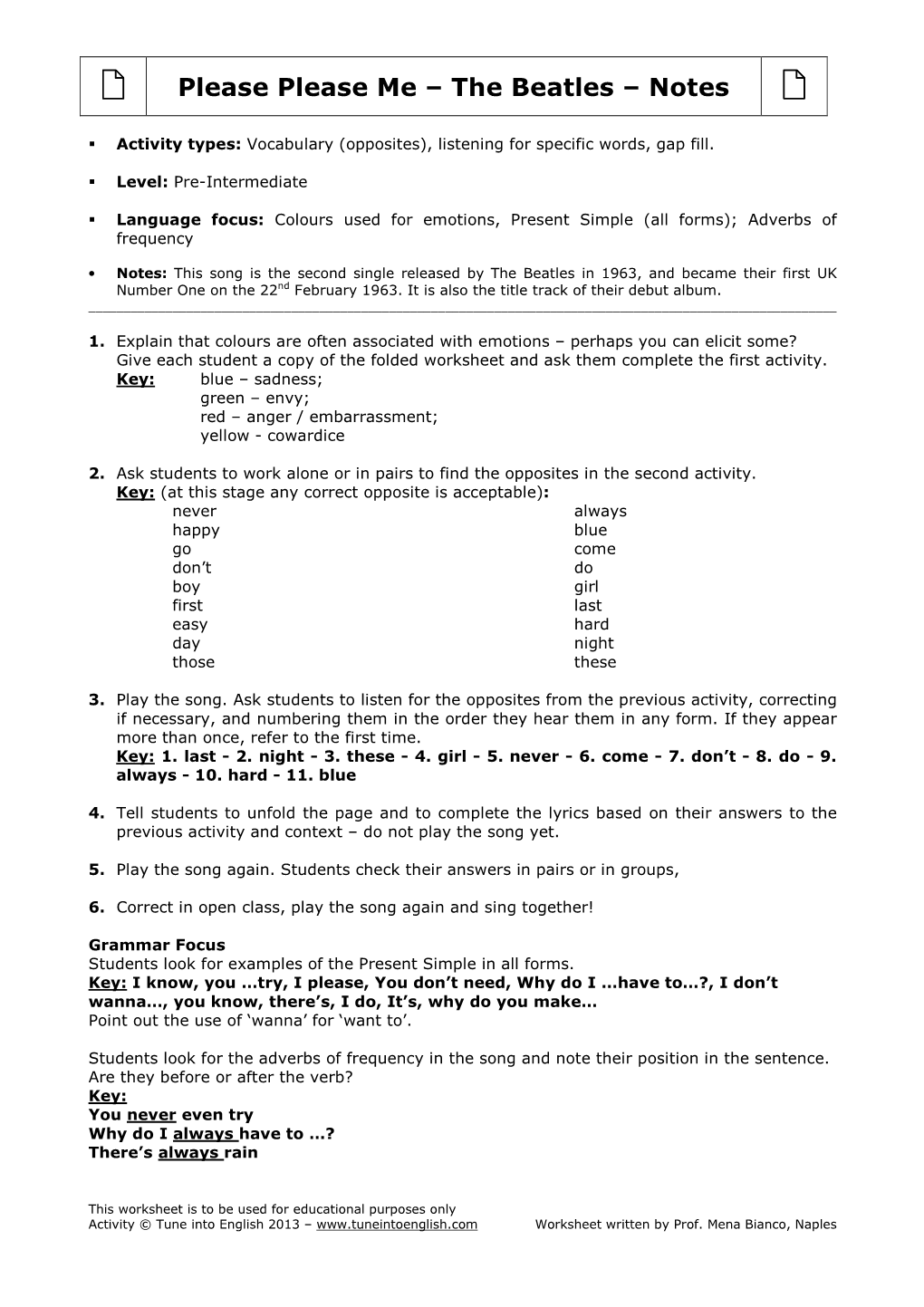 Please Please Me – the Beatles – Notes 