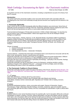 The Charismatic Tradition DLT 2006 Notes by Alison Morgan Jan 2006