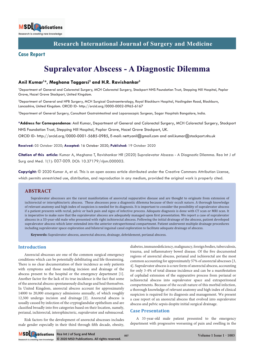 Supralevator Abscess - a Diagnostic Dilemma