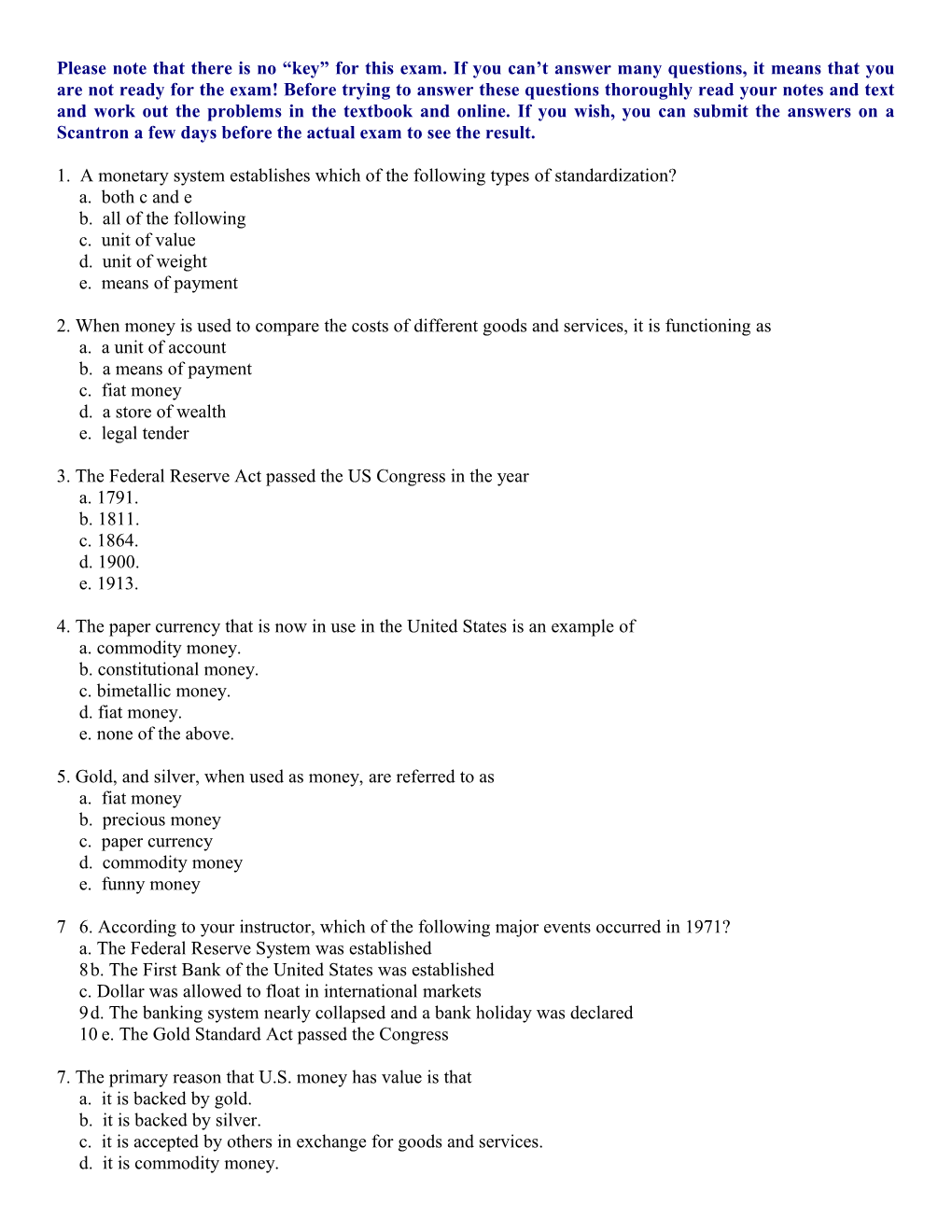 1. a Monetary System Establishes Which of the Following Types of Standardization?