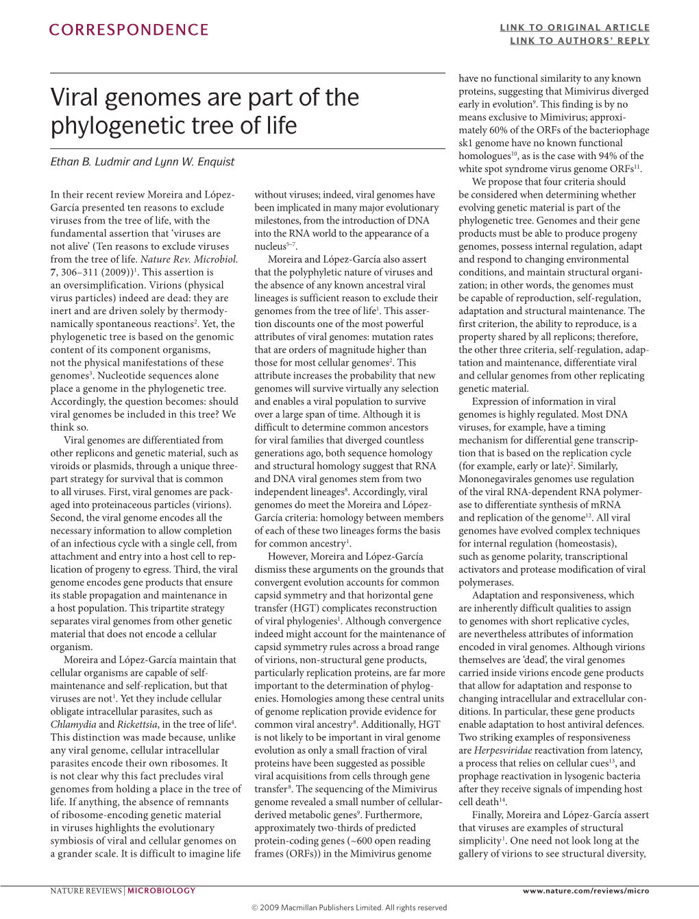 Viral Genomes Are Part of the Phylogenetic Tree of Life