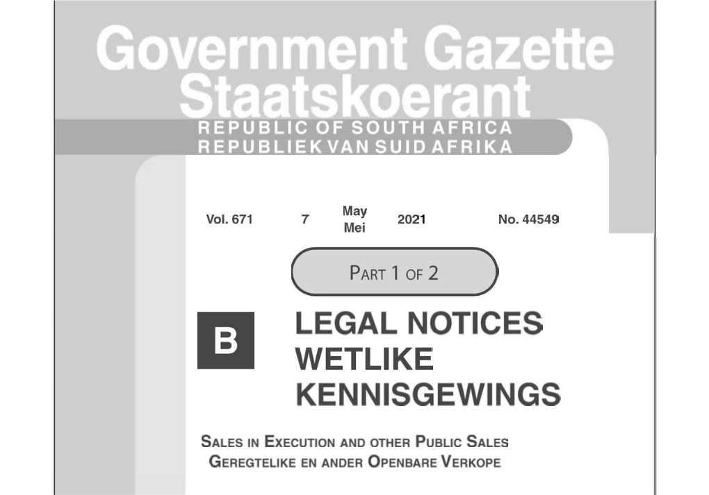 Ii Legal Notices Wetlike Kennisgewings