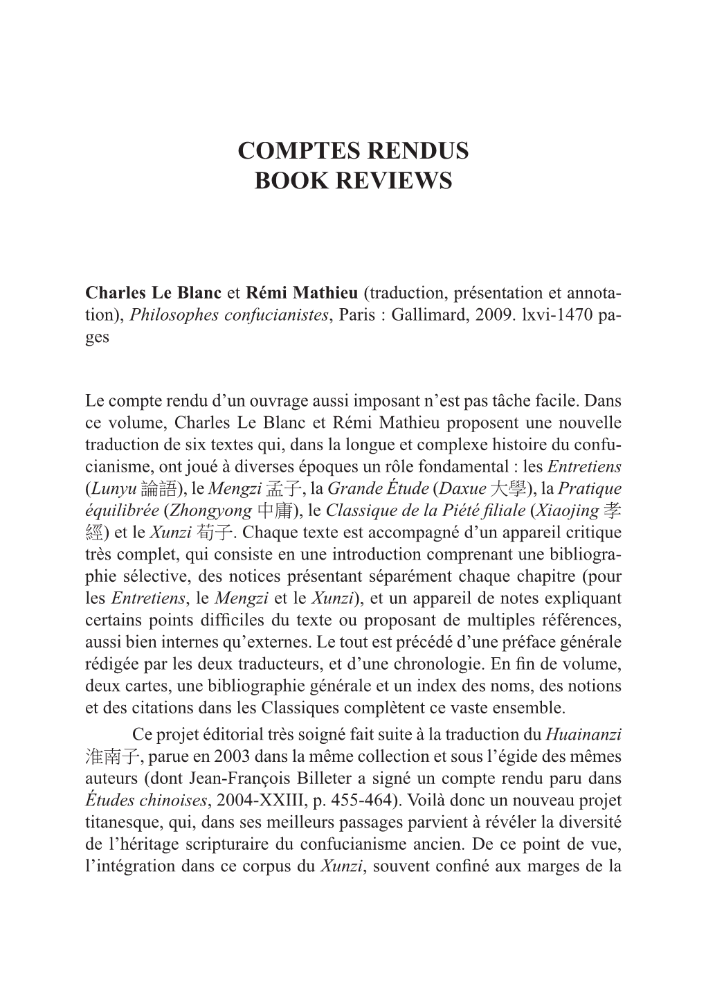 Comptes Rendus Book Reviews