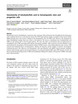 Genotoxicity of Tetrahydrofolic Acid to Hematopoietic Stem and Progenitor Cells