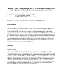 Summary Report of Baseline Surveys for Benthic and Fish Communities in the Fagamalo No-Take Marine Protected Area, American Samoa