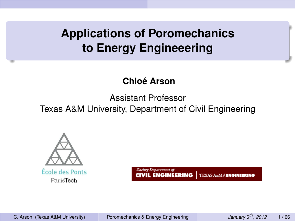 Applications of Poromechanics to Energy Engineeering