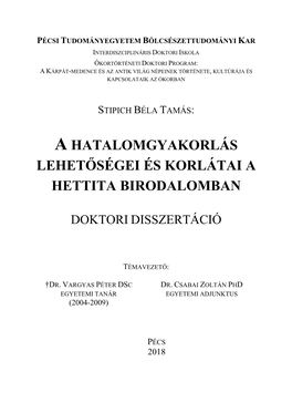 A Hatalomgyakorlás Lehetőségei És Korlátai a Hettita Birodalomban