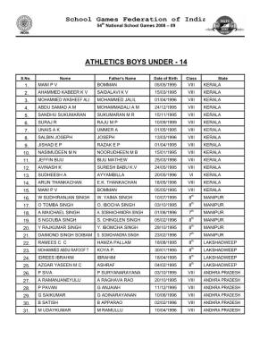 Athletics Boys Under - 14