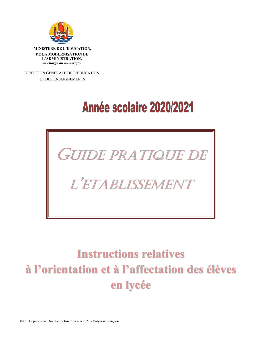 Instructions Relatives À L'orientation Et À L'affectation Des Élèves En Lycée