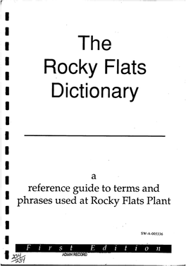 Rocky Flats Dictionary