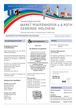 Markt Pfaffenhofen A.D.Roth Gemeinde Holzheim