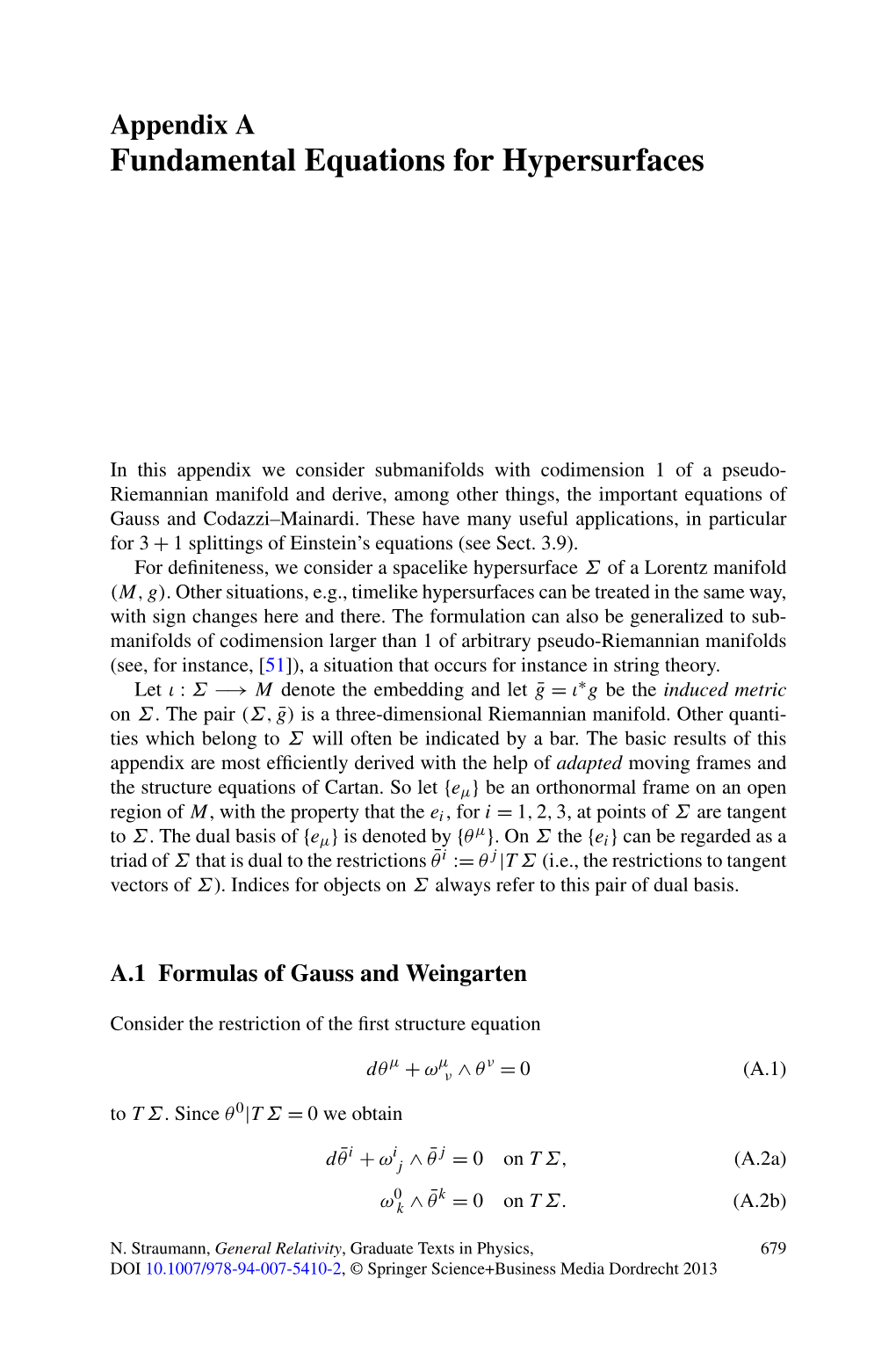 Fundamental Equations for Hypersurfaces