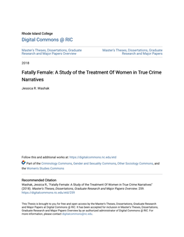 A Study of the Treatment of Women in True Crime Narratives