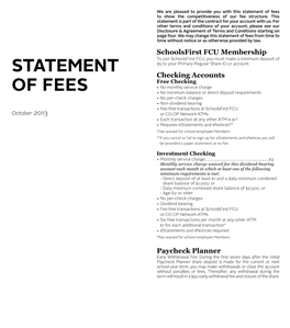 Statement of Fees to Show the Competitiveness of Our Fee Structure