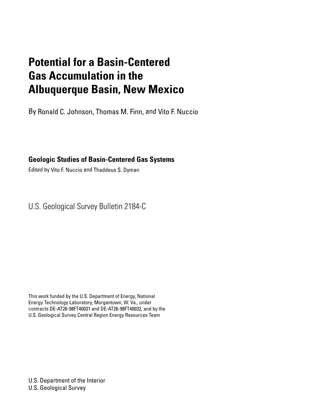 Potential for a Basin-Centered Gas Accumulation in the Albuquerque Basin, New Mexico