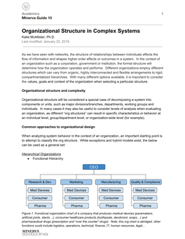 Organizational Structure in Complex Systems Katie Mcallister, Ph.D