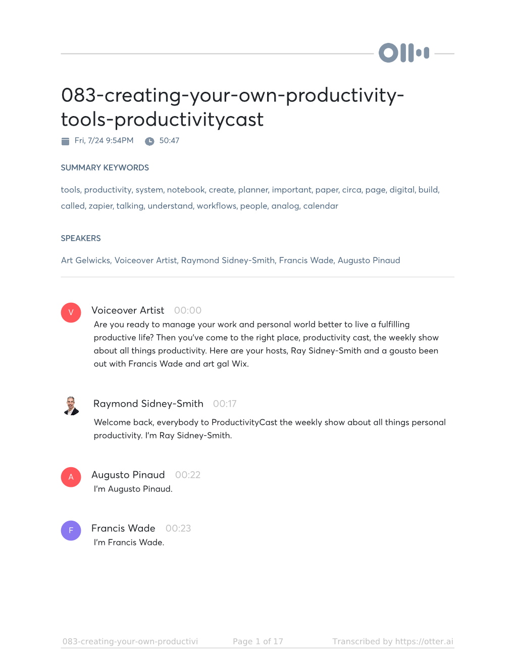 083-Creating-Your-Own-Productivity- Tools-Productivitycast Fri, 7/24 9:54PM 50:47