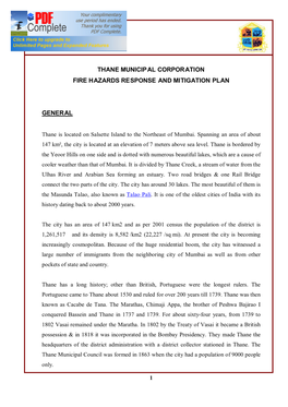 Thane Municipal Corporation Fire Hazards Response and Mitigation Plan