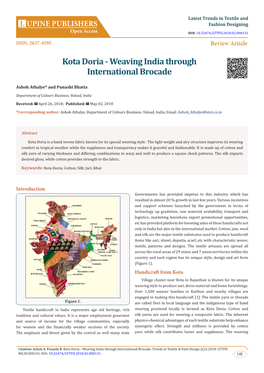 Kota Doria - Weaving India Through International Brocade