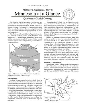 Minnesota at a Glance O V L O R U G S Quaternary Glacial Geology I C a L