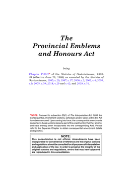 Provincial Emblems and Honours Act, P-30.2