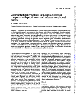 Gastrointestinal Symptoms in the Iritable Bowel Compared with Peptic Ulcer and Inflammatory Bowel Disease