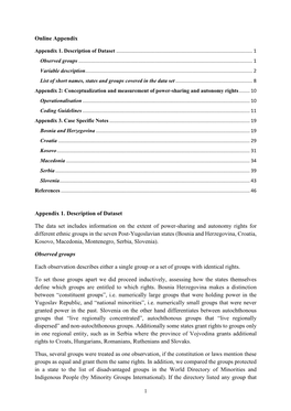 Online Appendix Appendix 1. Description of Dataset the Data Set