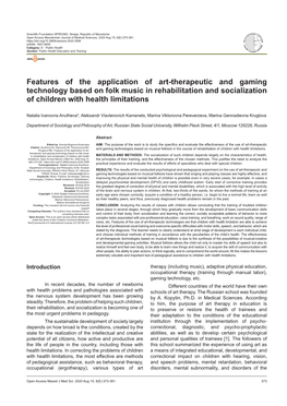 Features of the Application of Art-Therapeutic and Gaming Technology Based on Folk Music in Rehabilitation and Socialization of Children with Health Limitations