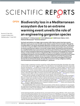 Biodiversity Loss in a Mediterranean Ecosystem Due to an Extreme