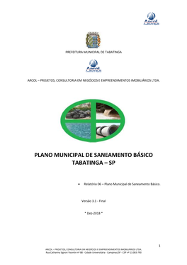 Plano Municipal De Saneamento Básico Tabatinga – Sp