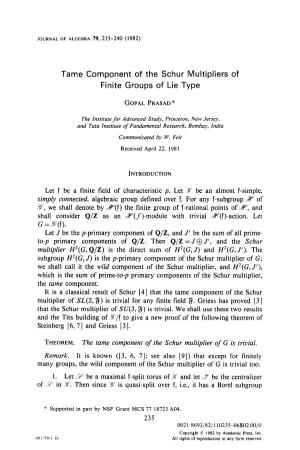 Tame Component of the Schur Multipliers of Finite Groups of Lie Type